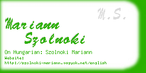 mariann szolnoki business card